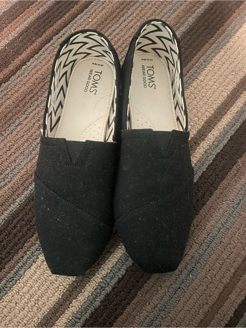 Toms Slip-On Loafers Black and Cream Zebra Print